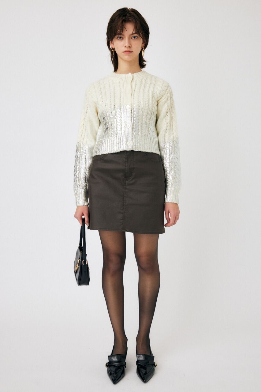 MOUSSY「FOIL PRINT CABLE カーディガン」|カーディガン|