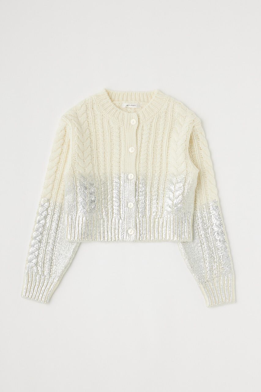 MOUSSY「FOIL PRINT CABLE カーディガン」|カーディガン|