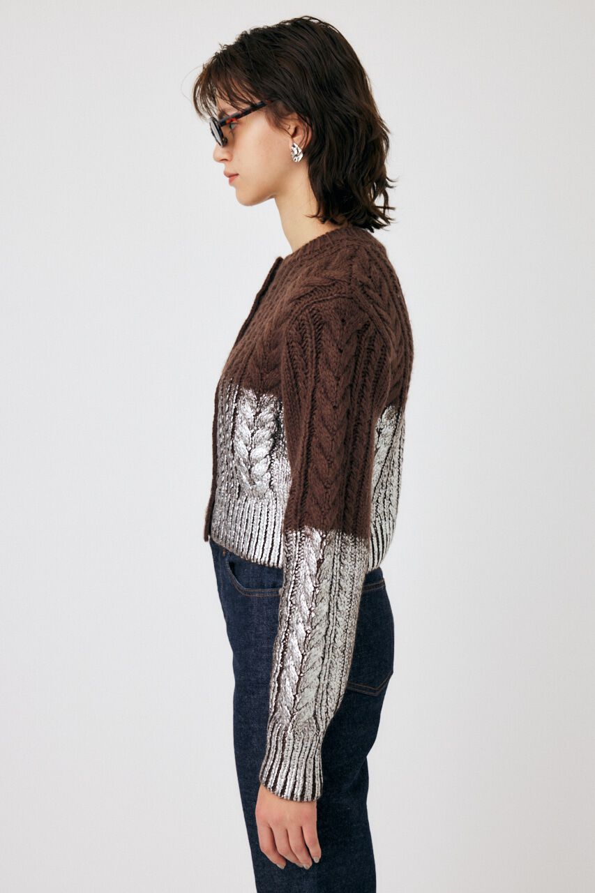 MOUSSY「FOIL PRINT CABLE カーディガン」|カーディガン|