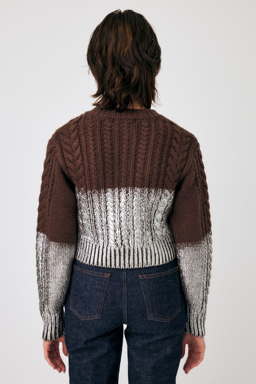 MOUSSY「FOIL PRINT CABLE カーディガン」|カーディガン|