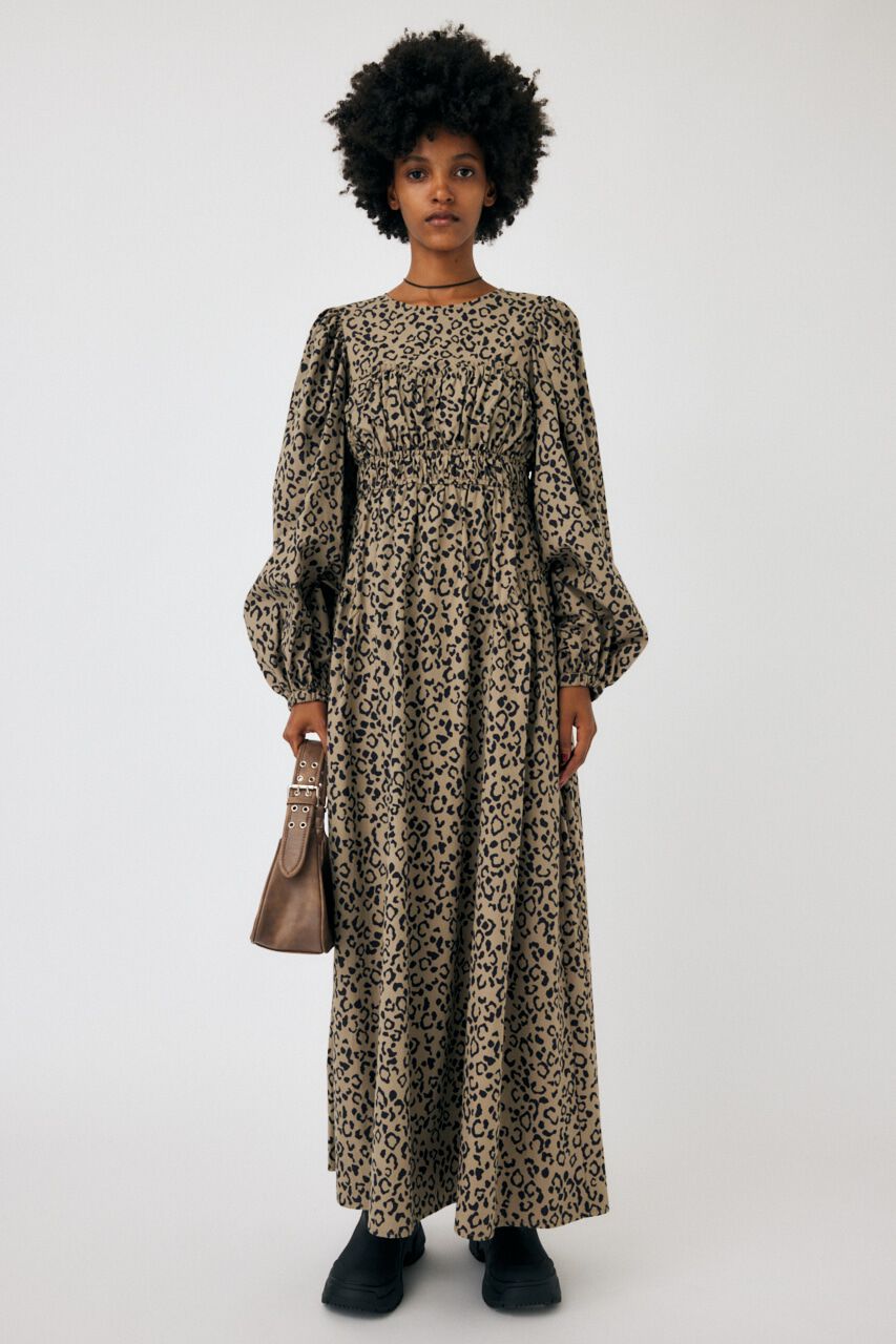 MOUSSY「BUSTIER GATHER ロングドレス」|ワンピース|柄BRN5