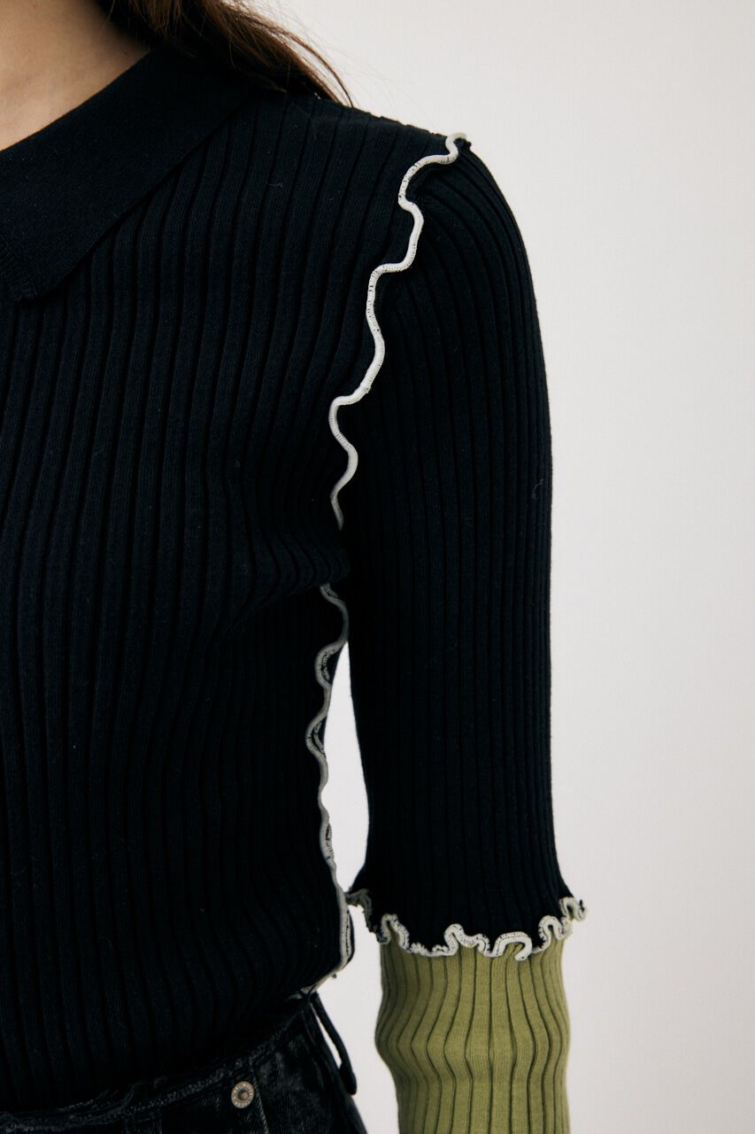 MOUSSY「PATCHWORK MELLOW POLO ニット」|ニット・セーター|