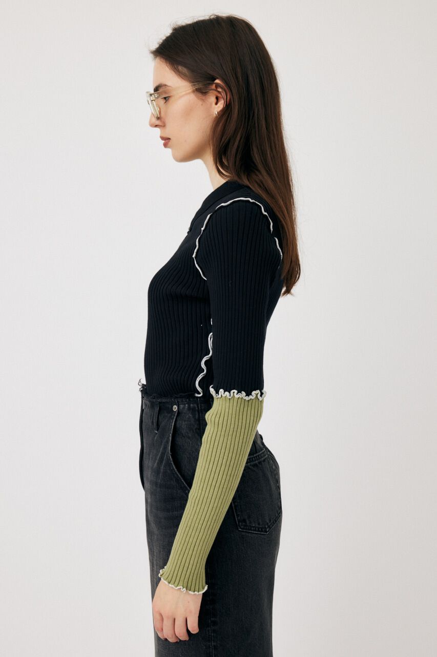 MOUSSY「PATCHWORK MELLOW POLO ニット」|ニット・セーター|