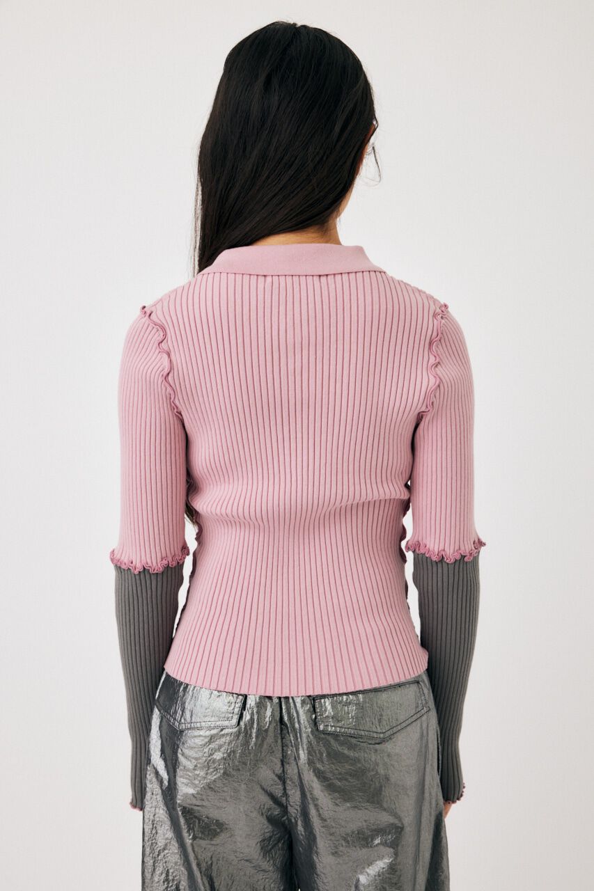 MOUSSY「PATCHWORK MELLOW POLO ニット」|ニット・セーター|