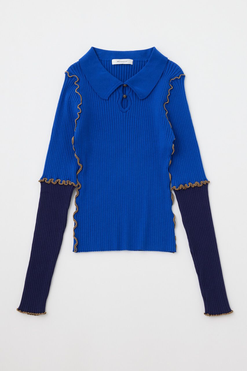 MOUSSY「PATCHWORK MELLOW POLO ニット」|ニット・セーター|