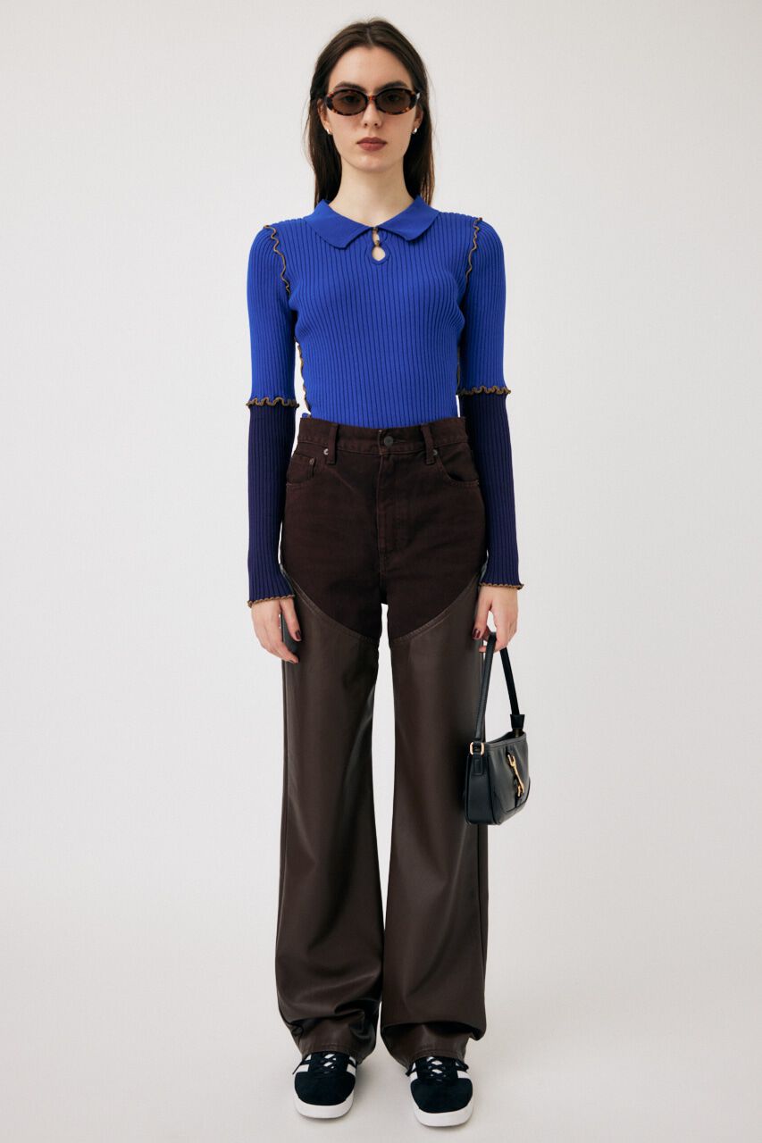 MOUSSY「PATCHWORK MELLOW POLO ニット」|ニット・セーター|