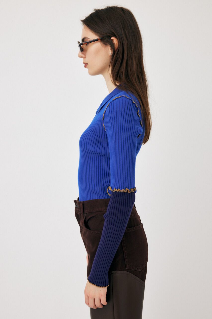 MOUSSY「PATCHWORK MELLOW POLO ニット」|ニット・セーター|