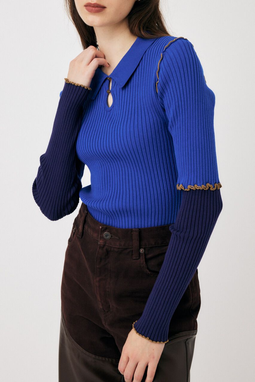 MOUSSY「PATCHWORK MELLOW POLO ニット」|ニット・セーター|