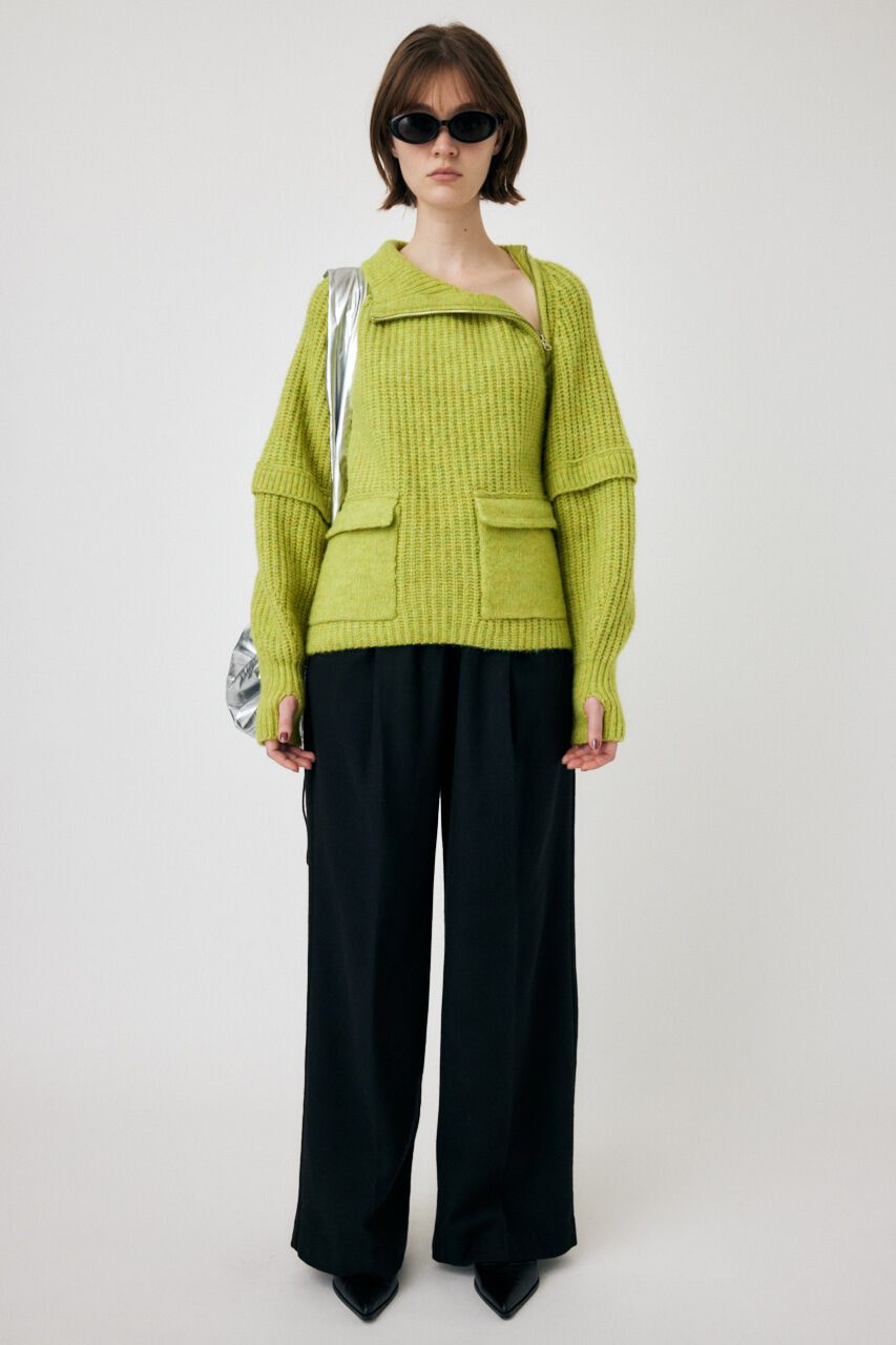 MOUSSY「ASYMMETRIC HALF ZIP プルオーバー」|ニット・セーター|