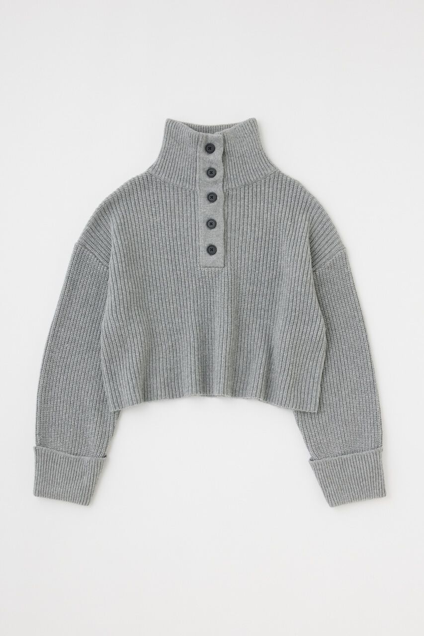 MOUSSY「BUTTON UP HI NECK KNIT トップス」|ニット・セーター|