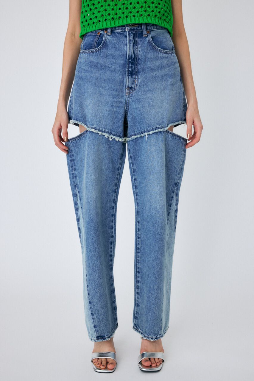 MOUSSY「CUT OUT WIDE STRAIGHT」|デニム|