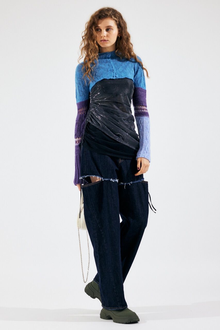 MOUSSY「CUT OUT WIDE STRAIGHT」|デニム|