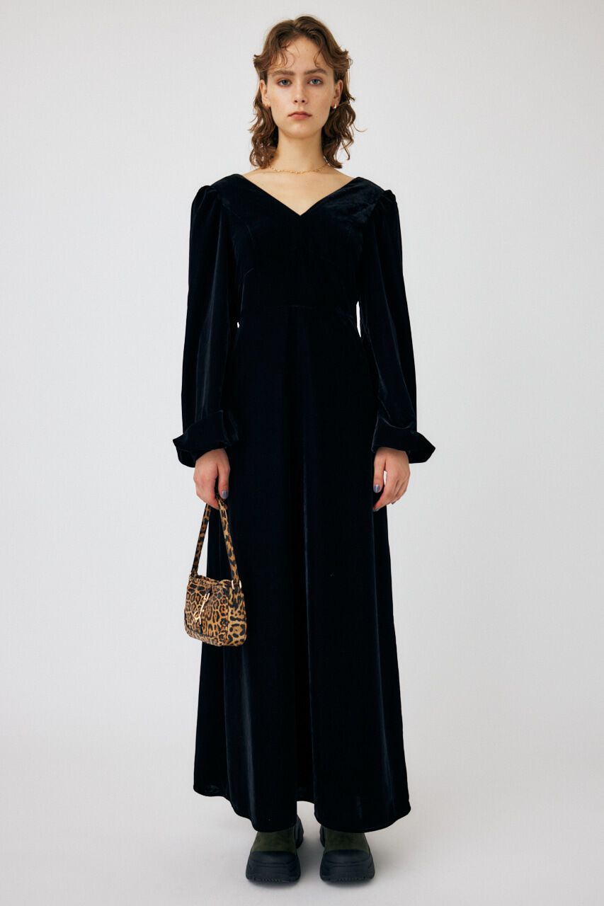 MOUSSY「FLORAL PRINT VELOUR ドレス」|ワンピース|