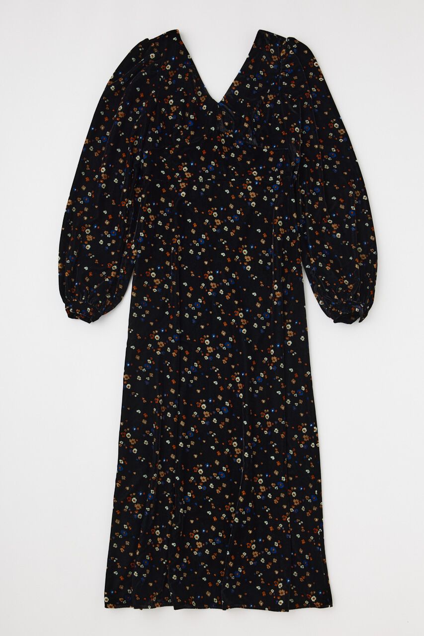 MOUSSY「FLORAL PRINT VELOUR ドレス」|ワンピース|