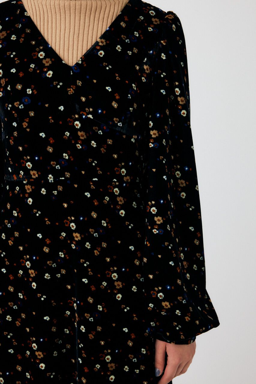 MOUSSY「FLORAL PRINT VELOUR ドレス」|ワンピース|