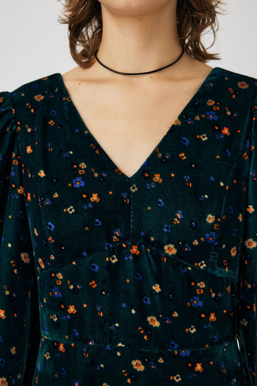 MOUSSY「FLORAL PRINT VELOUR ドレス」|ワンピース|