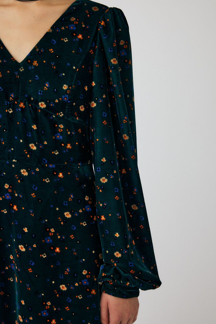 MOUSSY「FLORAL PRINT VELOUR ドレス」|ワンピース|