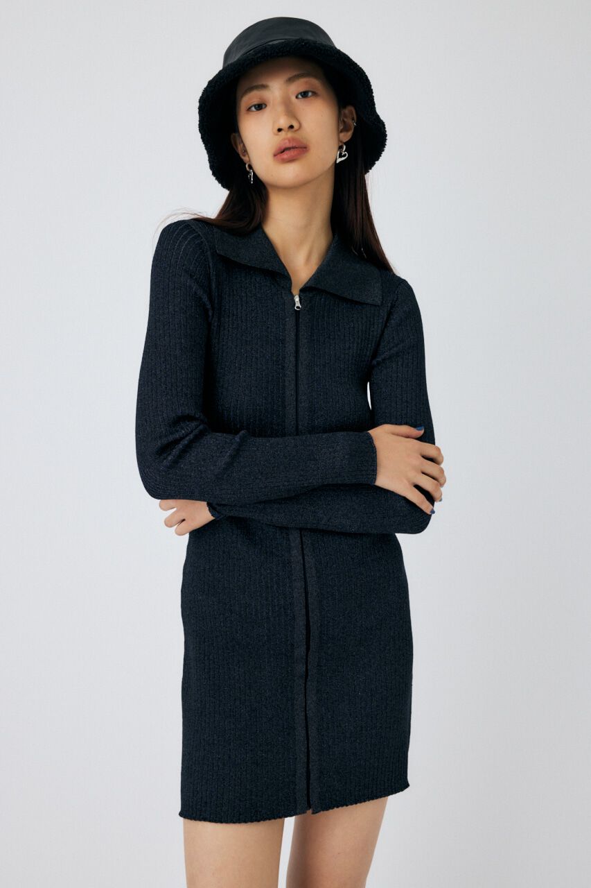 MOUSSY「ZIP UP LS MINI ドレス」|ワンピース|