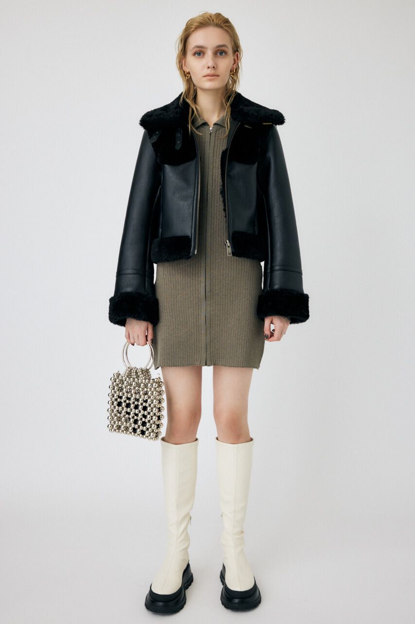 MOUSSY「ZIP UP LS MINI ドレス」|ワンピース|