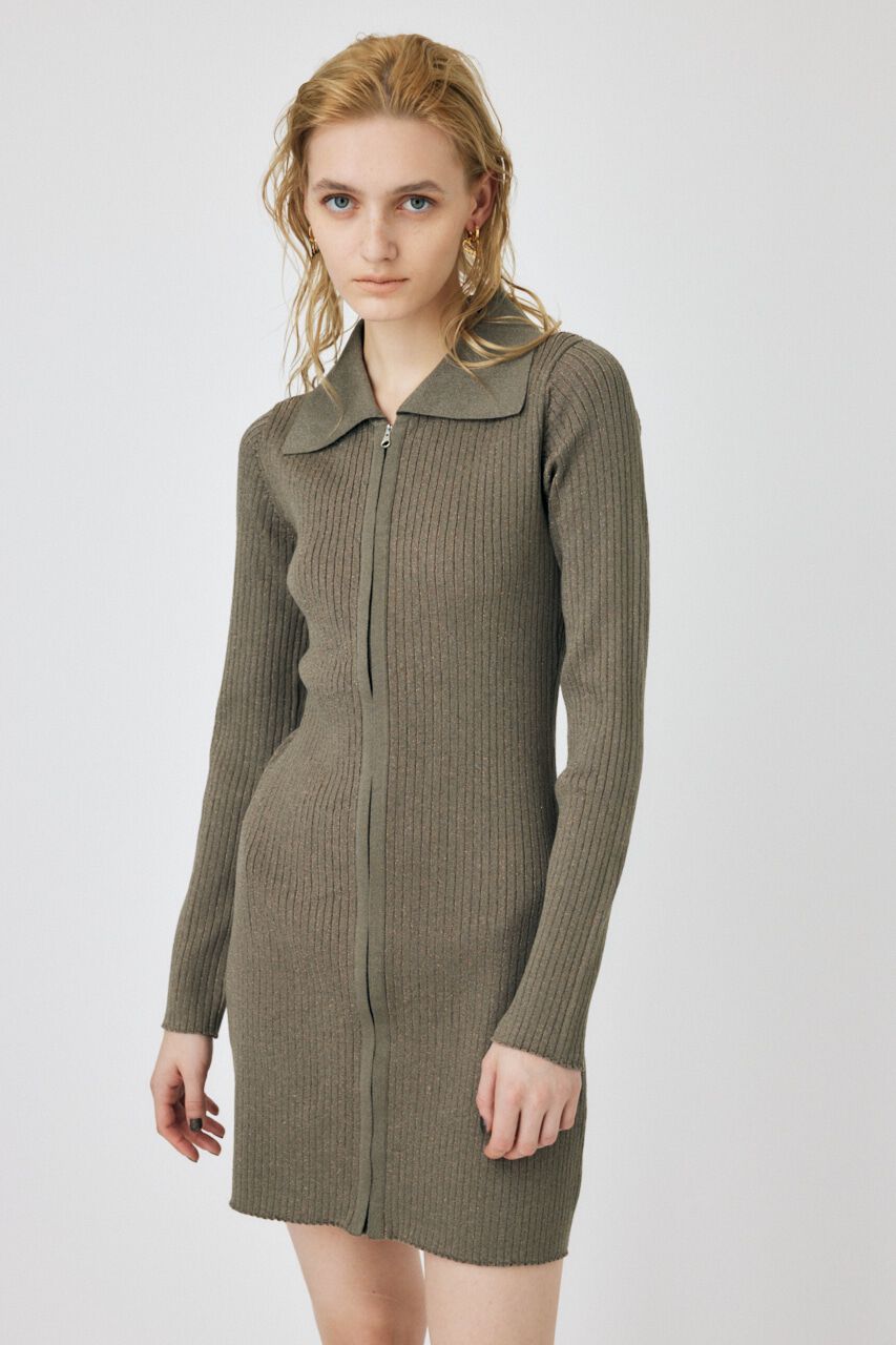 MOUSSY「ZIP UP LS MINI ドレス」|ワンピース|
