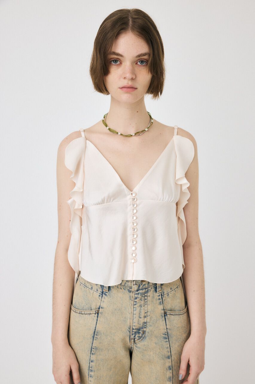 MOUSSY「FRILL STRAP SATIN キャミ」|キャミソール|