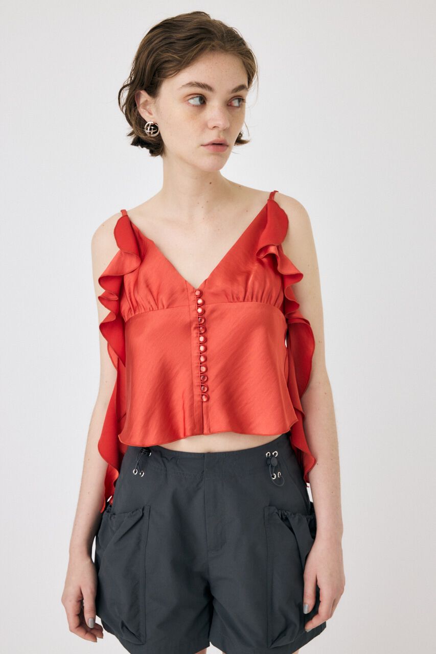 MOUSSY「FRILL STRAP SATIN キャミ」|キャミソール|