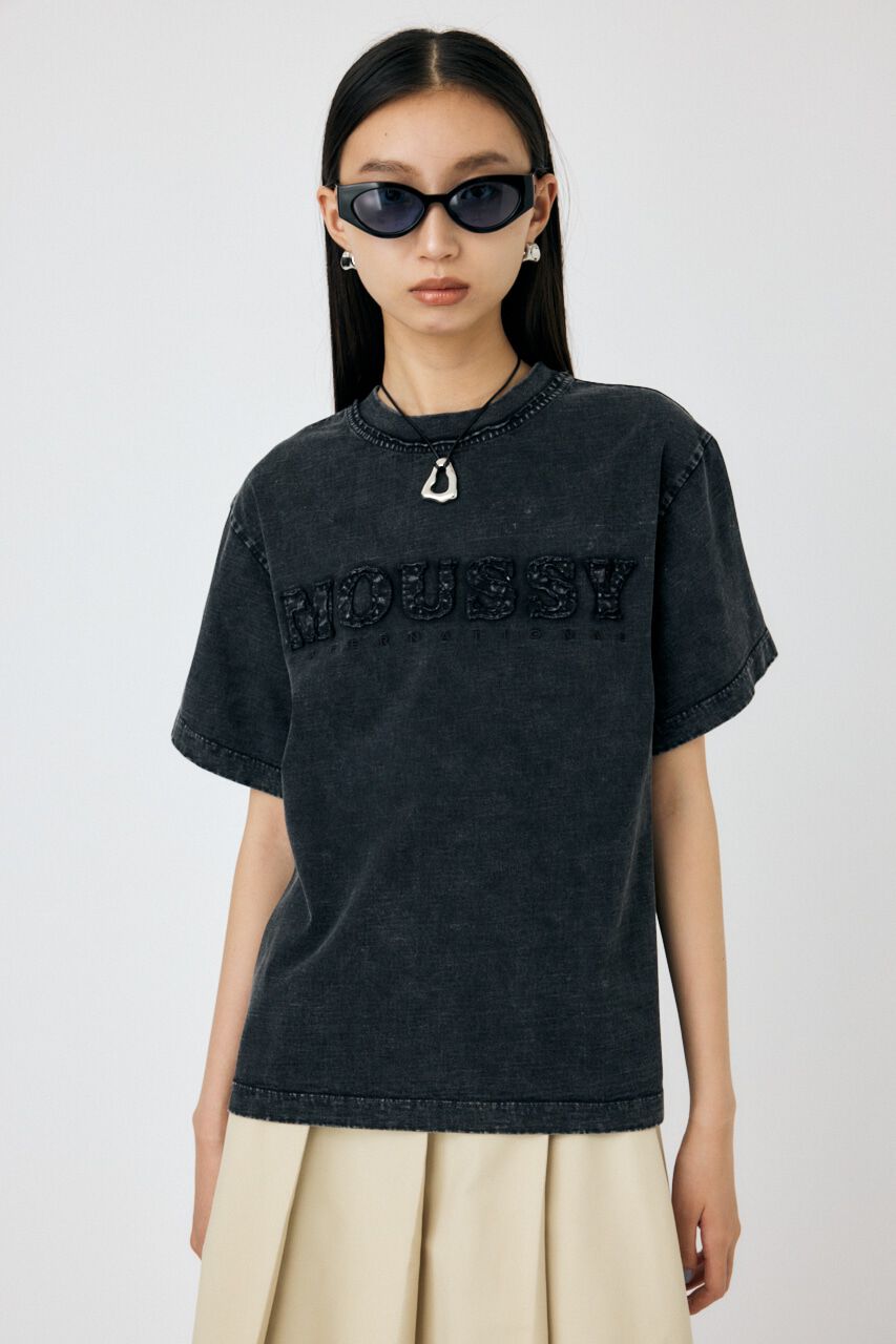 MOUSSY「WASHED PATCH MOUSSY Ｔシャツ」|Tシャツ・カットソー|L/BLK1