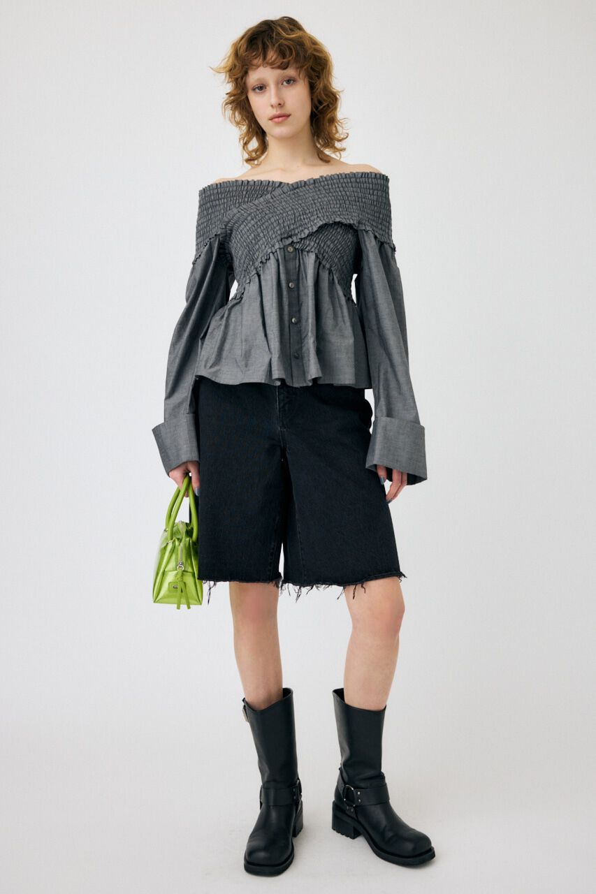 MOUSSY「WIDE DENIM SHORT パンツ」|デニム|