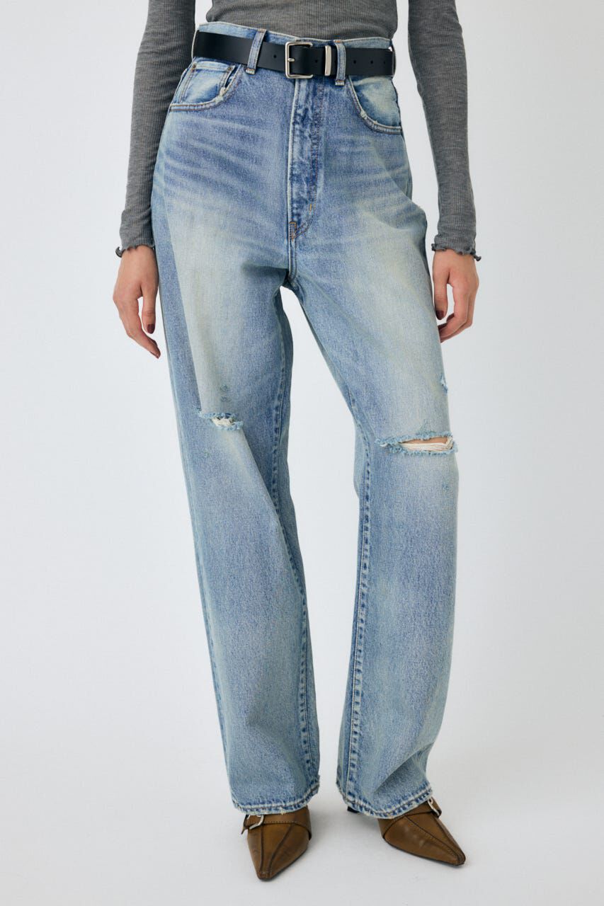 MOUSSY「HW CRASH LOOSE STRAIGHT」|デニム|