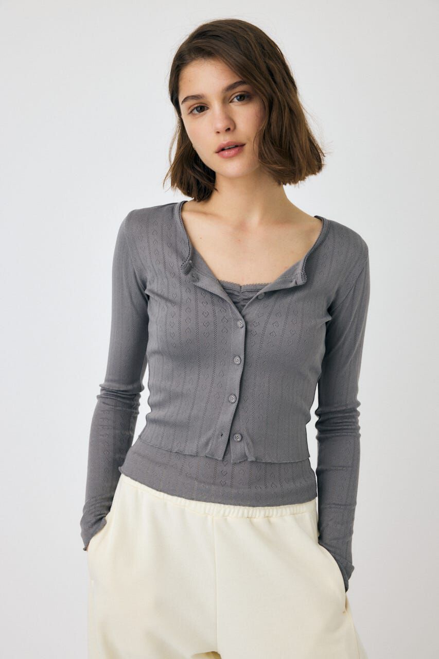 MOUSSY「EYELET U-NECK カーデ & キャミ」|Tシャツ・カットソー|