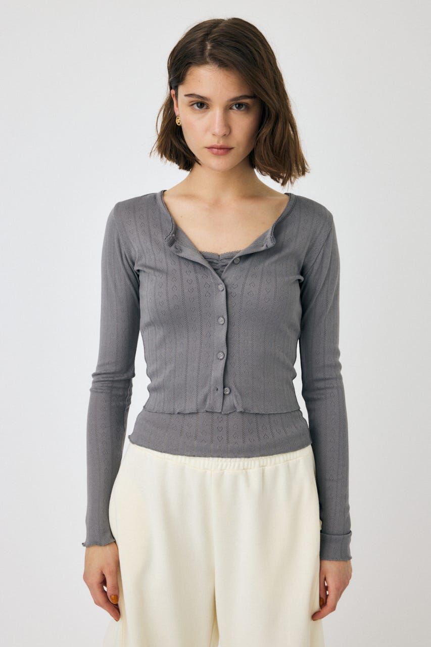 MOUSSY「EYELET U-NECK カーデ & キャミ」|Tシャツ・カットソー|