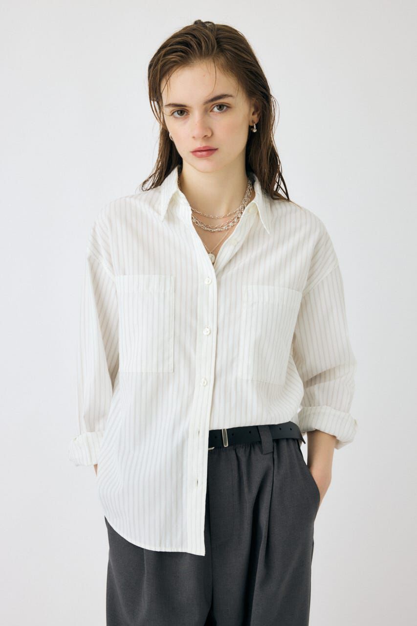 MOUSSY「STRIPE COLOR シャツ」|シャツ・ブラウス|WHT