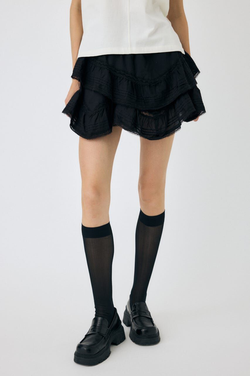 MOUSSY「DRAPE LACE MINI スカート」|スカート|BLK