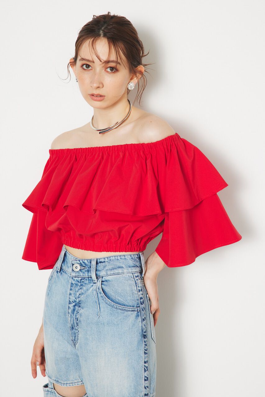 rienda「オフショルダークロップドTOP」|シャツ・ブラウス|