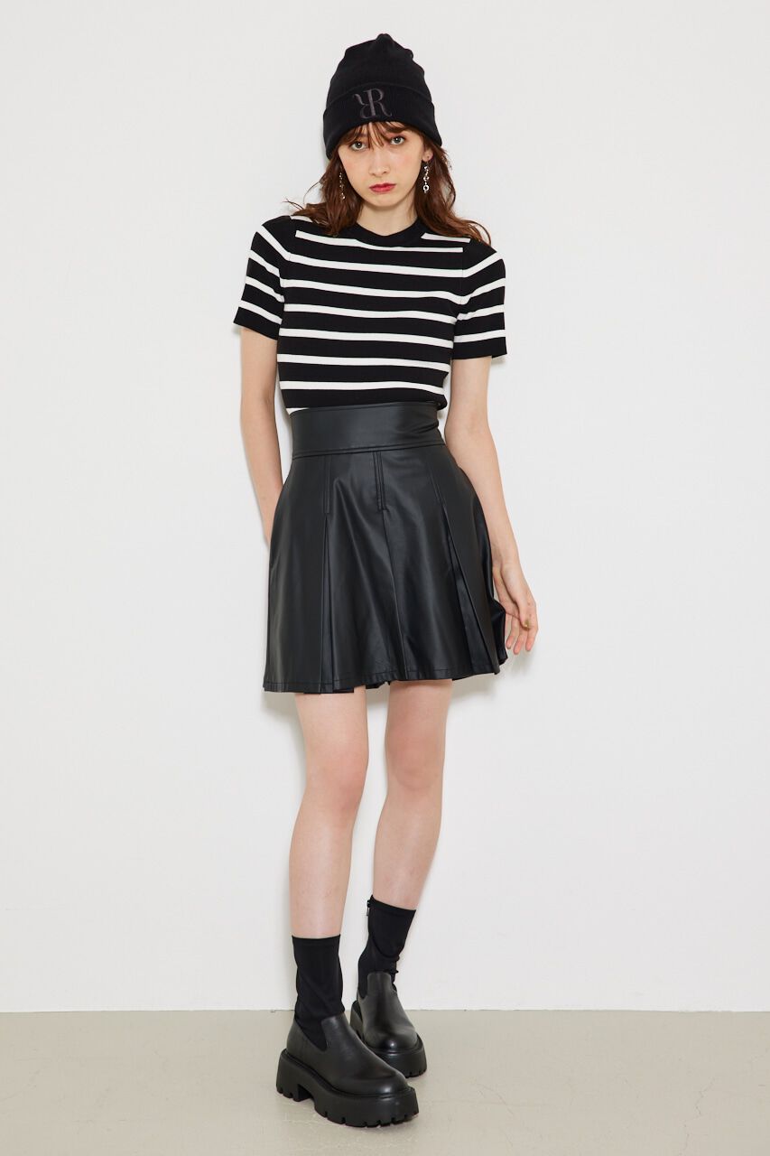 rienda「ボーダーショートknitTOP」|ニット・セーター|