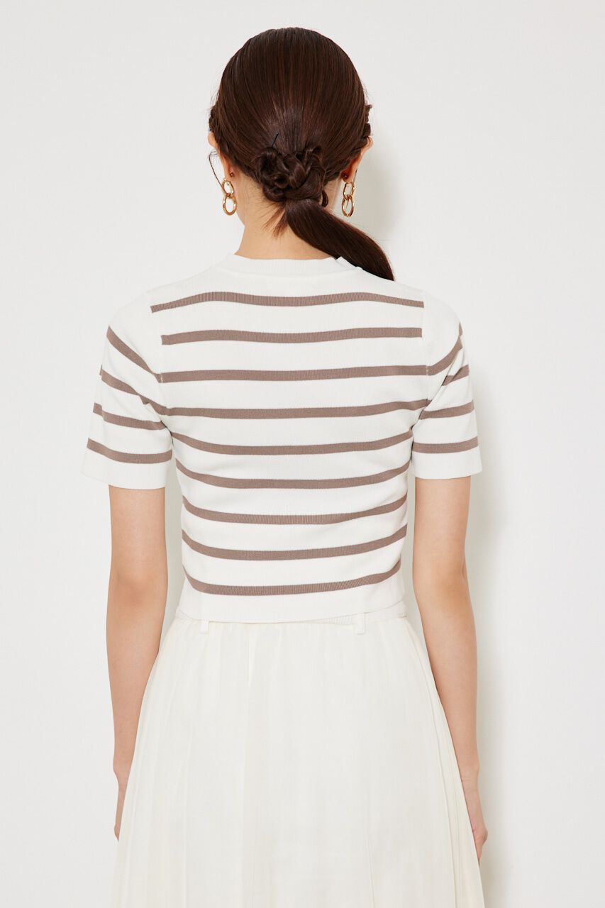 rienda「ボーダーショートknitTOP」|ニット・セーター|