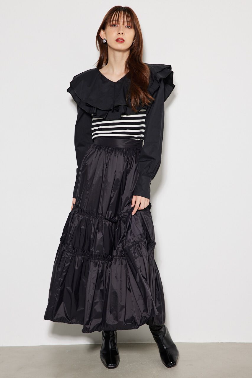 rienda「フリルコンビカット TOP」|Tシャツ・カットソー|