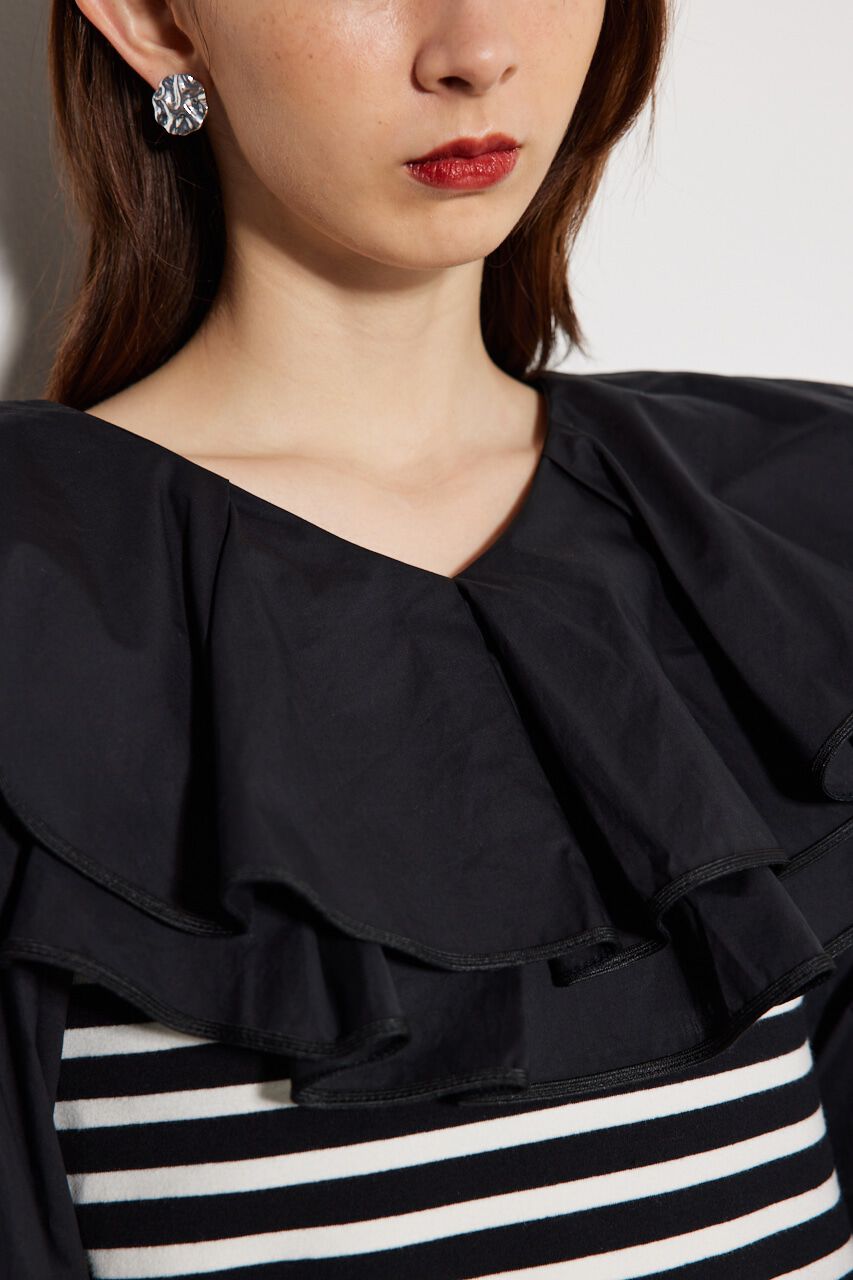 rienda「フリルコンビカット TOP」|Tシャツ・カットソー|