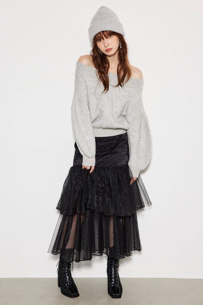 rienda「ティアードチュールJ/WマーメイドSK」|スカート|