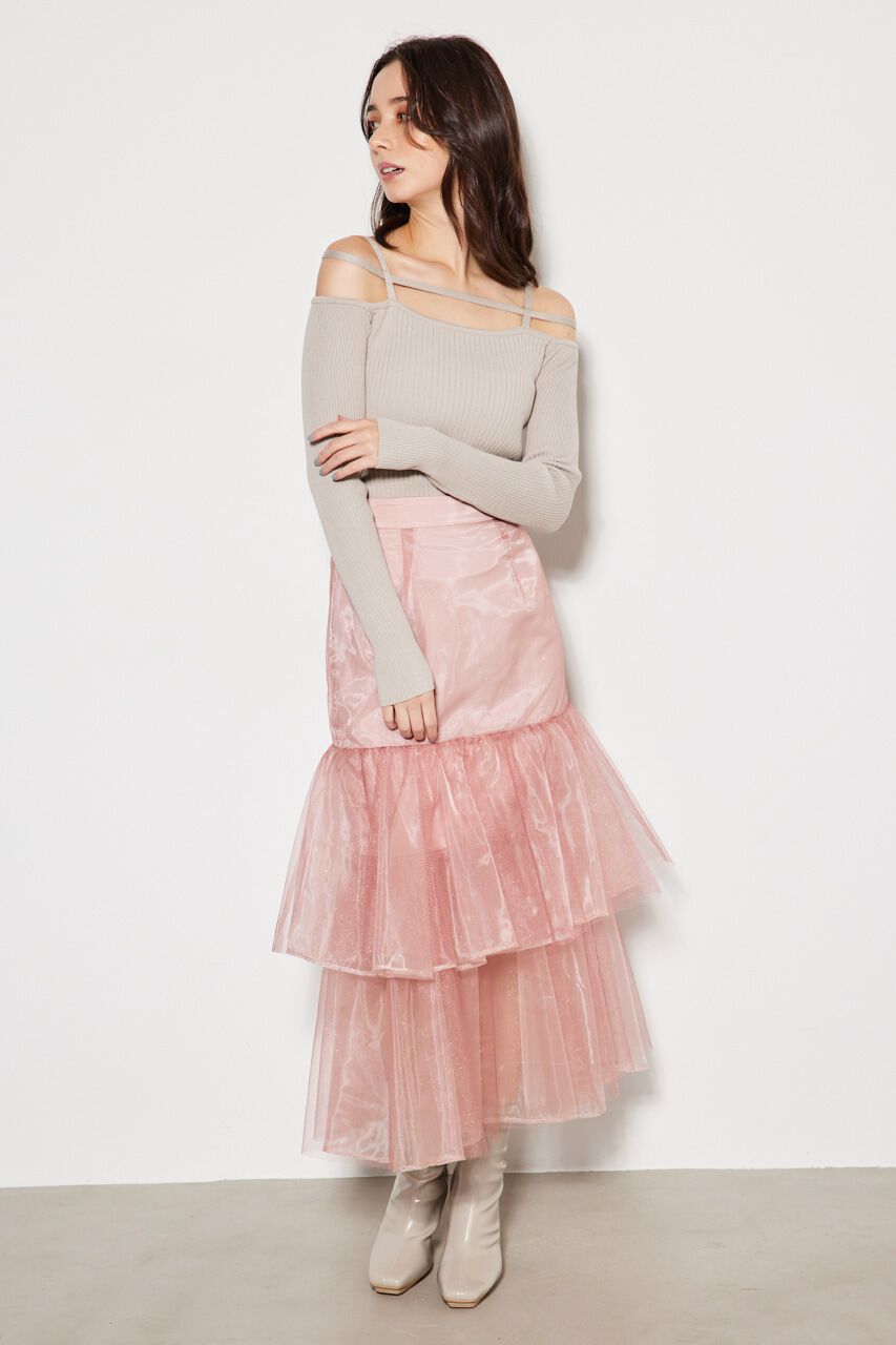 rienda「ティアードチュールJ/WマーメイドSK」|スカート|