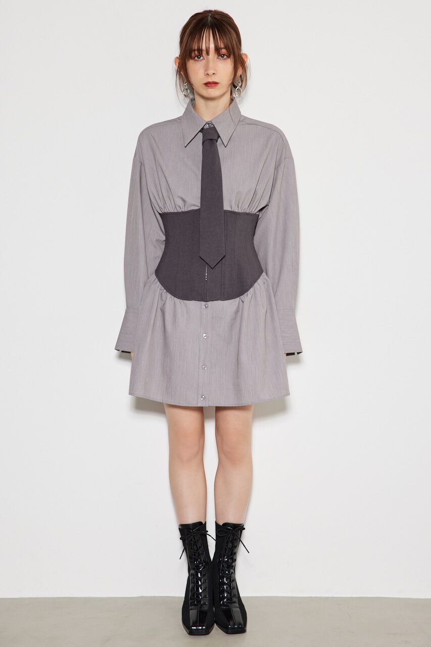 rienda「コルセットデザインシャツワンピース」|ワンピース|