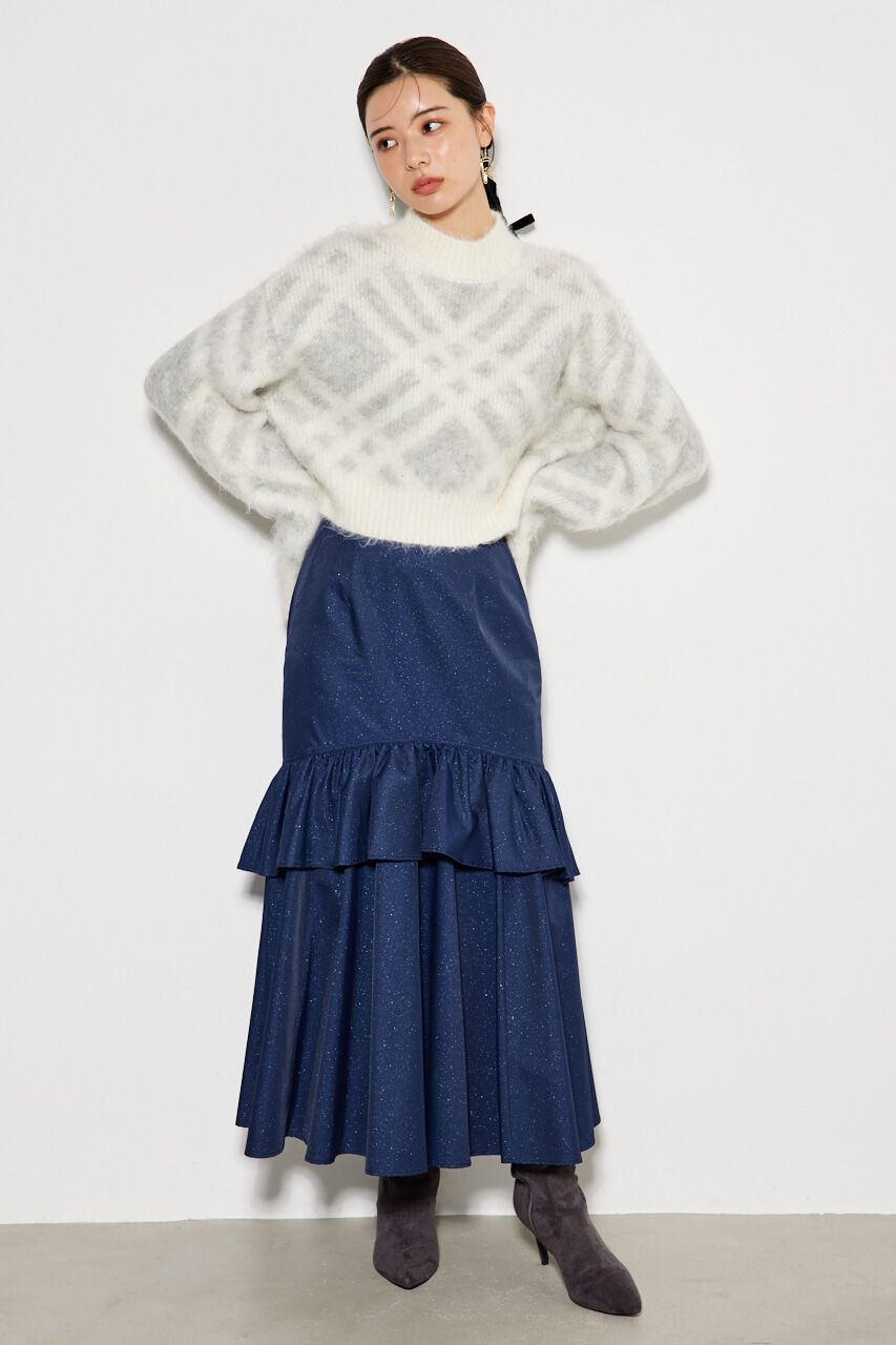 rienda「バイアスチェックニット TOP」|ニット・セーター|