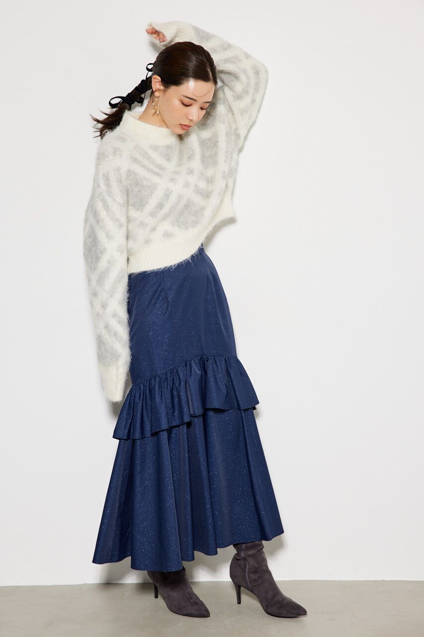 rienda「バイアスチェックニット TOP」|ニット・セーター|