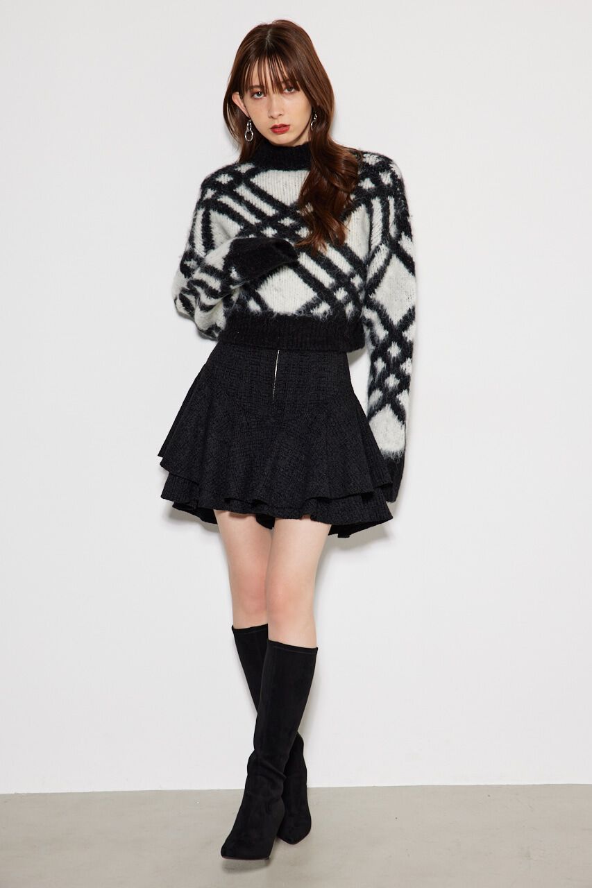 rienda「バイアスチェックニット TOP」|ニット・セーター|