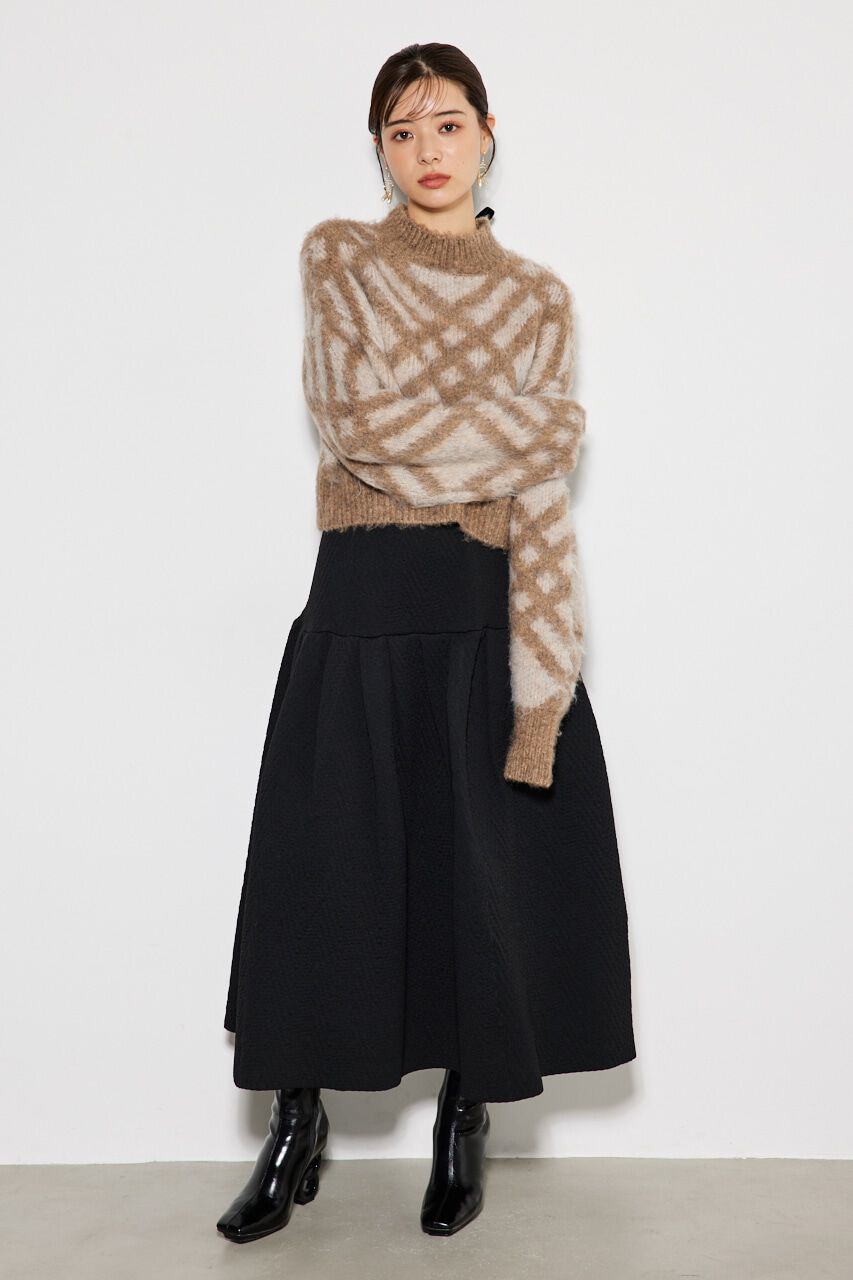 rienda「バイアスチェックニット TOP」|ニット・セーター|