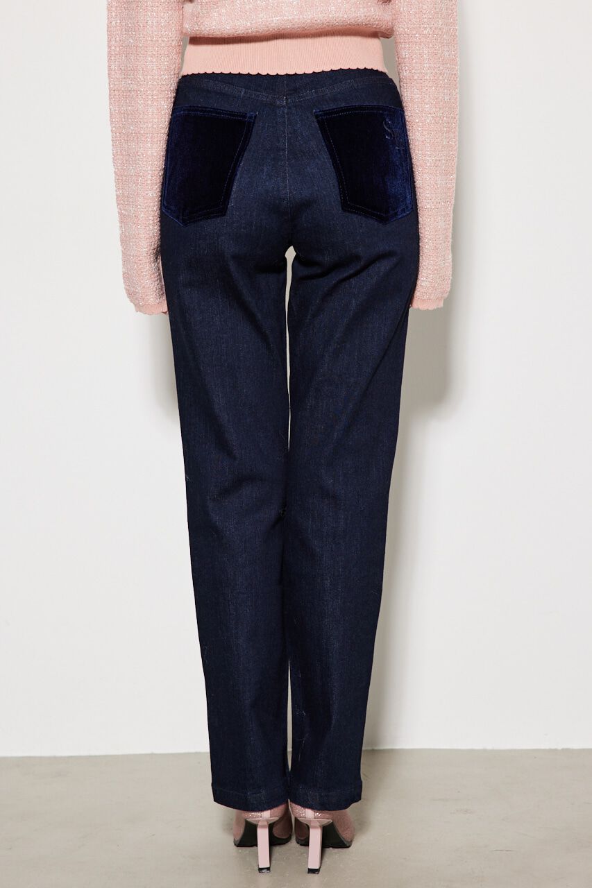 rienda「ベロアPKTテーパードDENIM PT」|デニム|