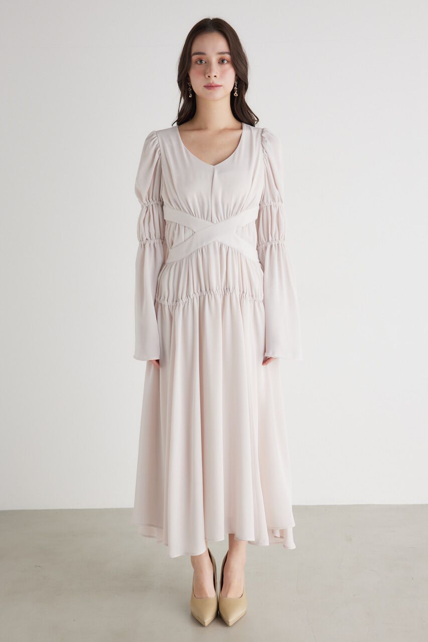 rienda「クロスBELTギャザーフレアOP」|ワンピース|