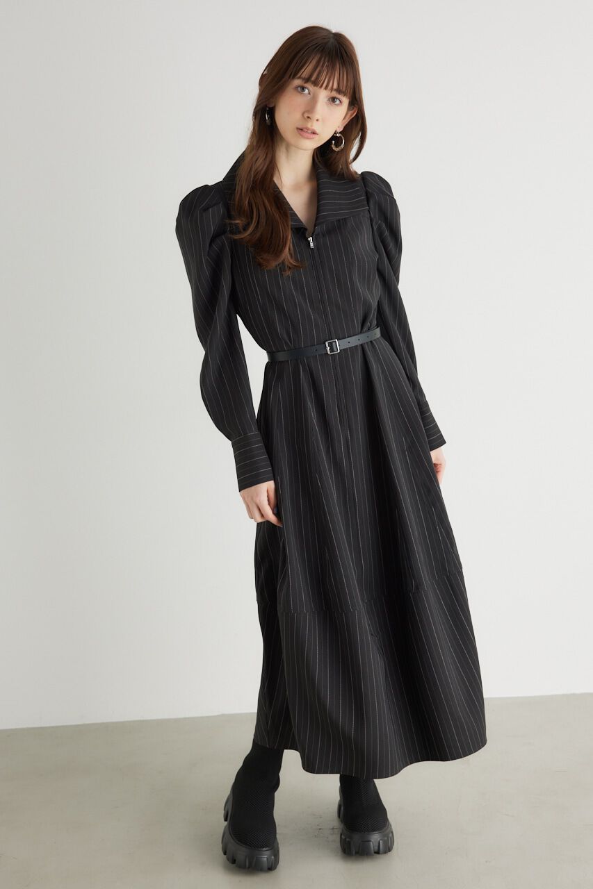 rienda「オーバーカラーZIPフレアOP」|ワンピース|柄BLK5