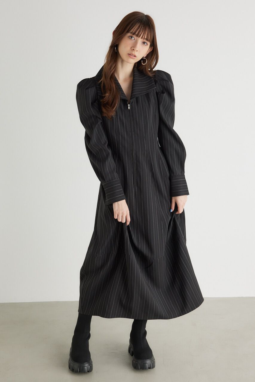 rienda「オーバーカラーZIPフレアOP」|ワンピース|