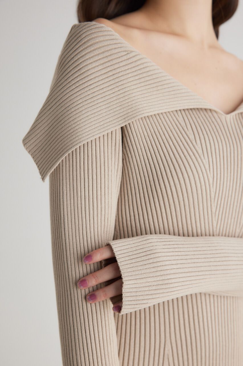 rienda「オーバーカラータイトknit OP」|ワンピース|